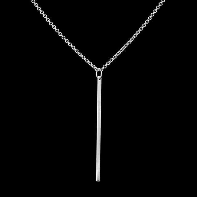 NEW LittleB Vertical Bar Pendant Necklace Silver - photo 3