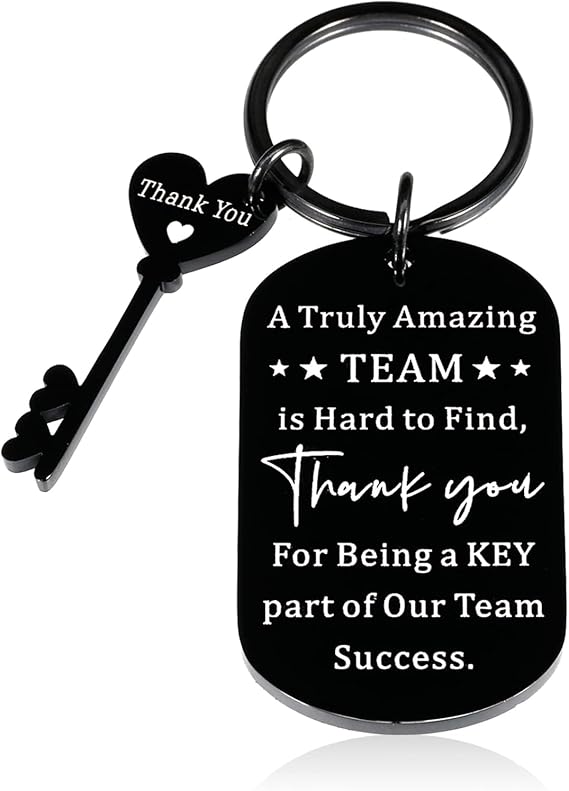 NEW Key Chain Black with Matching Key, Thank You Amazing Team