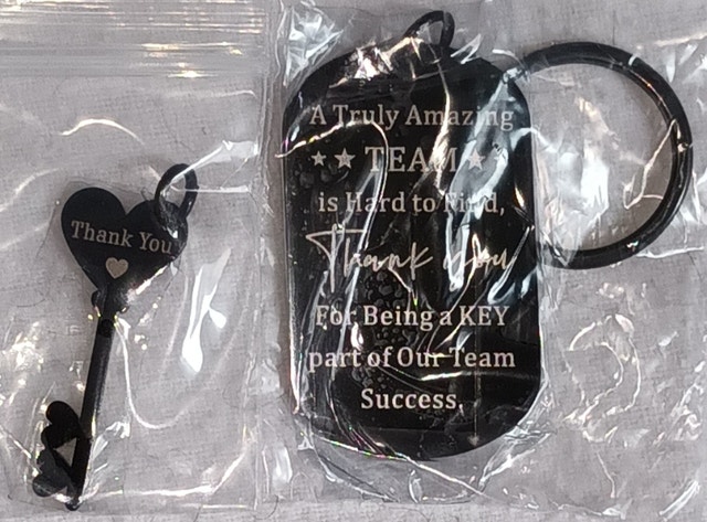 NEW Key Chain Black with Matching Key, Thank You Amazing Team - photo 3