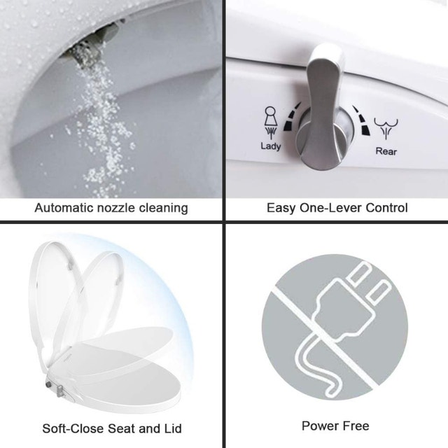 NEW Toilet Round Seat Bidet Self Cleaning Dual Nozzles Non elect - photo 2