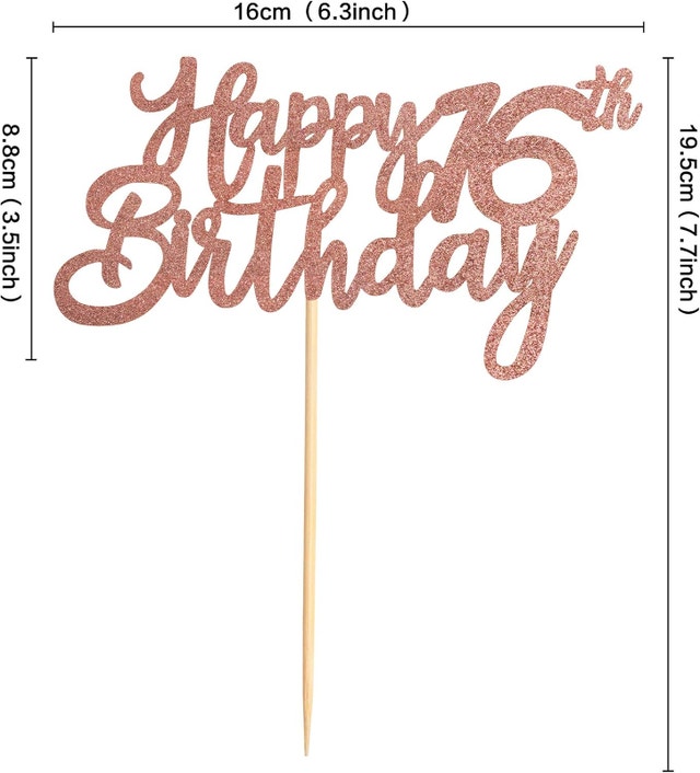Happy 16th Birthday Cake Decorations Rose Gold Glitter Toppers - photo 3