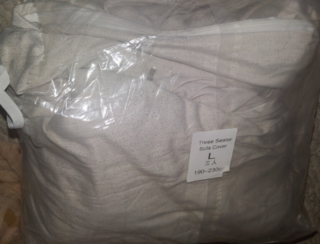 2 NEW White Speckled Sofa Covers - High Elastic - photo 3