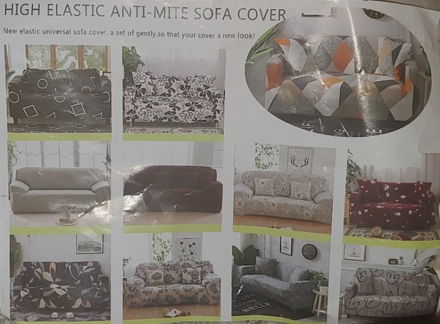 2 NEW White Speckled Sofa Covers - High Elastic - photo 4