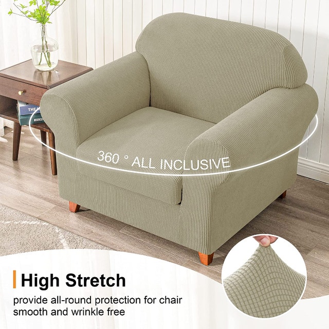 NEW Off White Chair Slipcover - SUBRTEX High Stretch 2 Piece