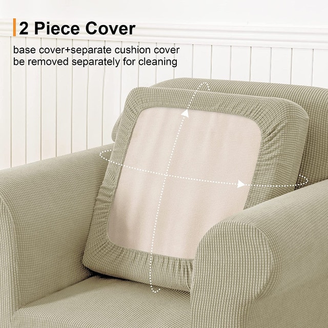 NEW Off White Chair Slipcover - SUBRTEX High Stretch 2 Piece - photo 3