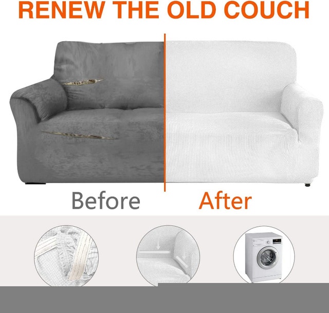 NEW White AUJOY Loveseat Slipcover for 2 Seater - photo 4