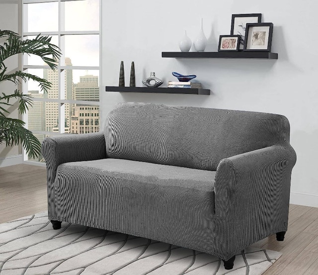 NEW Grey Loveseat Home Beyond Stretch Covers