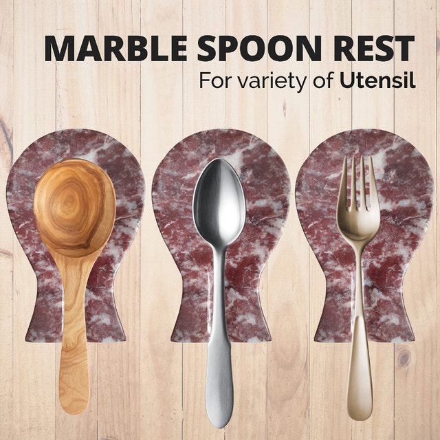 NEW The Wolfard Luxury Handmade Red and White Marble Spoon Rest