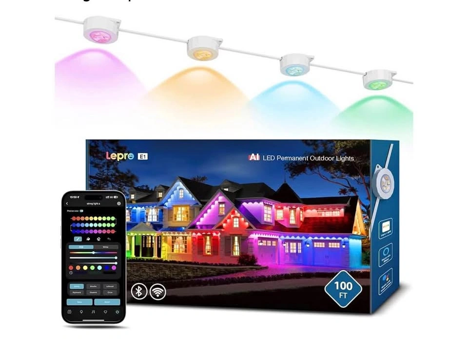Lepro E1 AI Permanent Outdoor Lights, 100ft RGBCW+IC