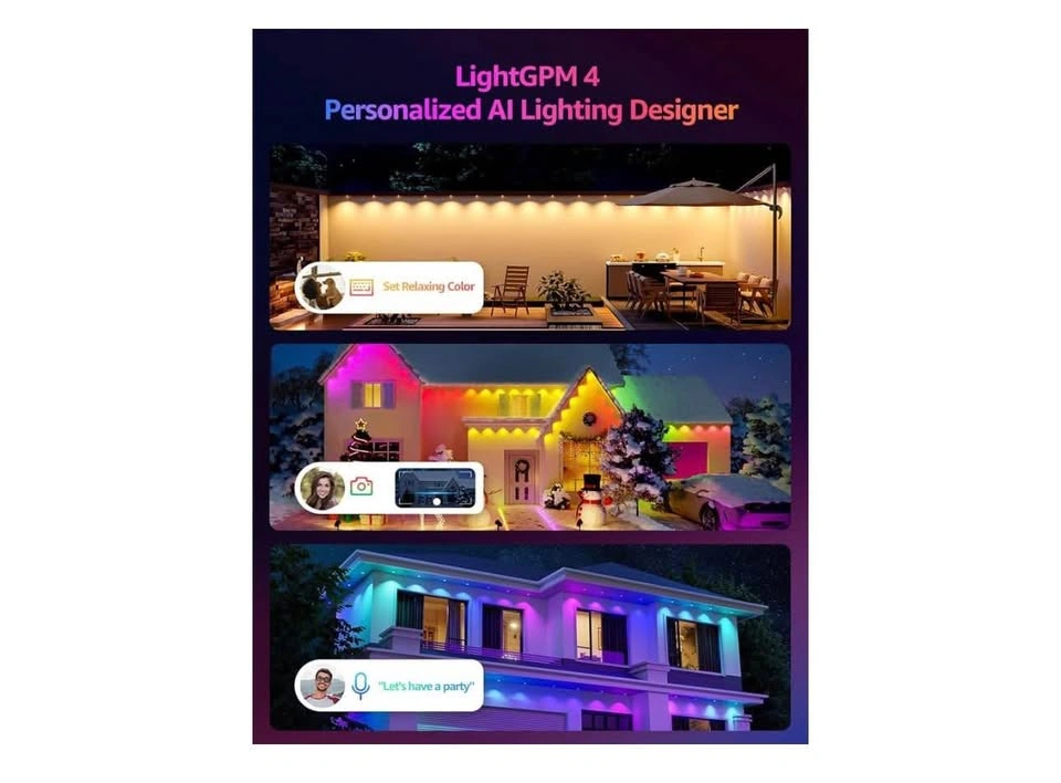 Lepro E1 AI Permanent Outdoor Lights, 100ft RGBCW+IC - photo 2
