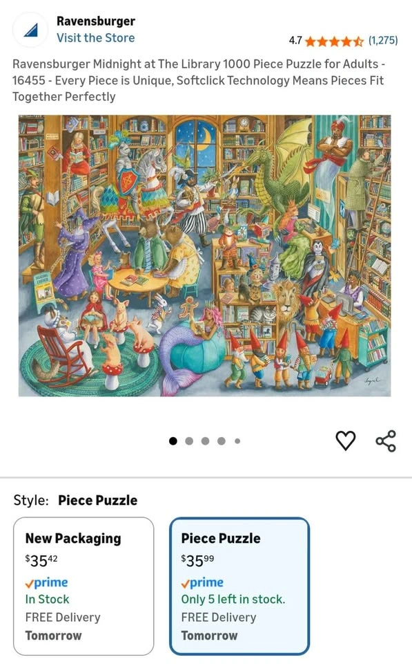 Ravensburger 1000pc Midnight at the Library Puzzle - photo 2