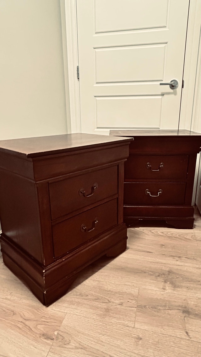 Cherry Wood Nightstands / Bedside Tables – Set of 2