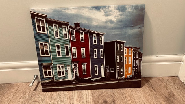 Colorful Row Houses Canvas Wall Art – Modern Cityscape Print