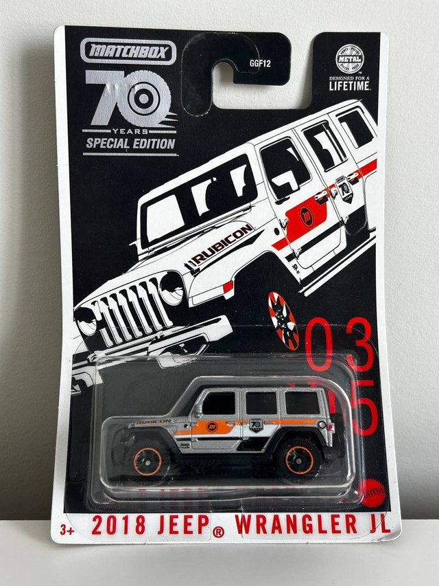 Matchbox Silver 2018 Jeep Wrangler JL 70 Years