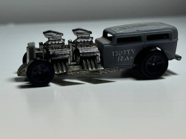 Vintage 1996 Mattel Hot Wheels Silver Blue Flames Twin Engine - photo 5