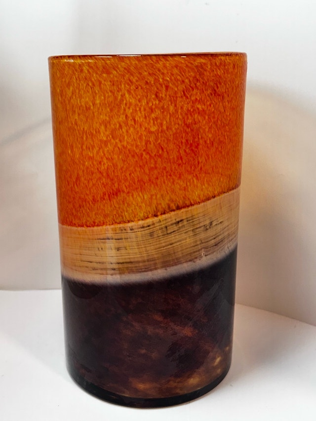 Art Glass Vase - Orange, Tan, Brown