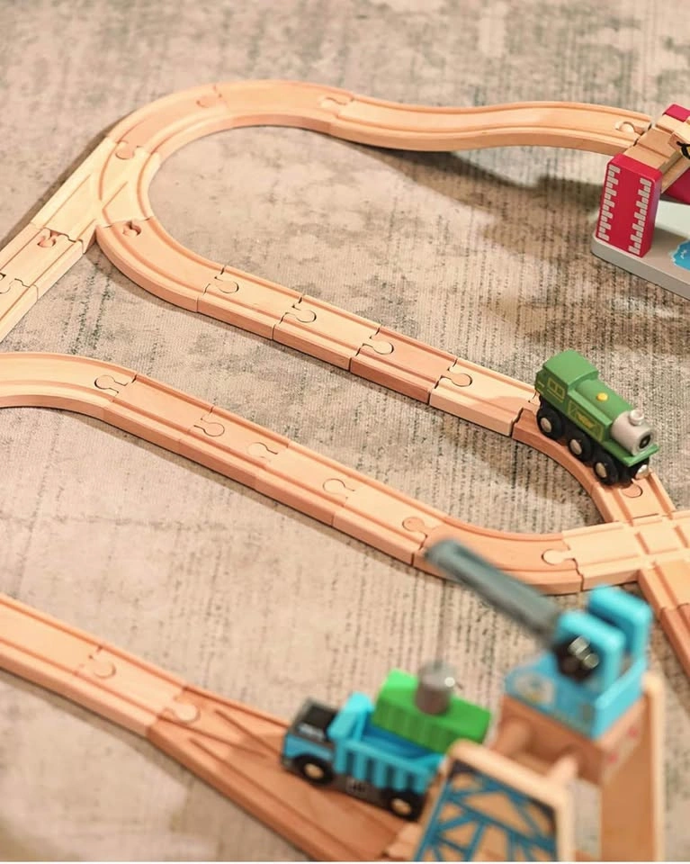 New 52-Piece Wooden Train Track Set by SainSmart Jr. - photo 2