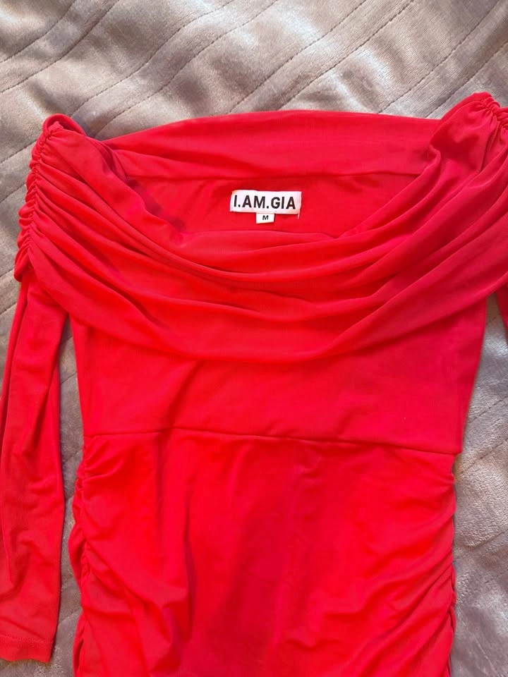 I am Gia Red Off the Shoulder Long Dress