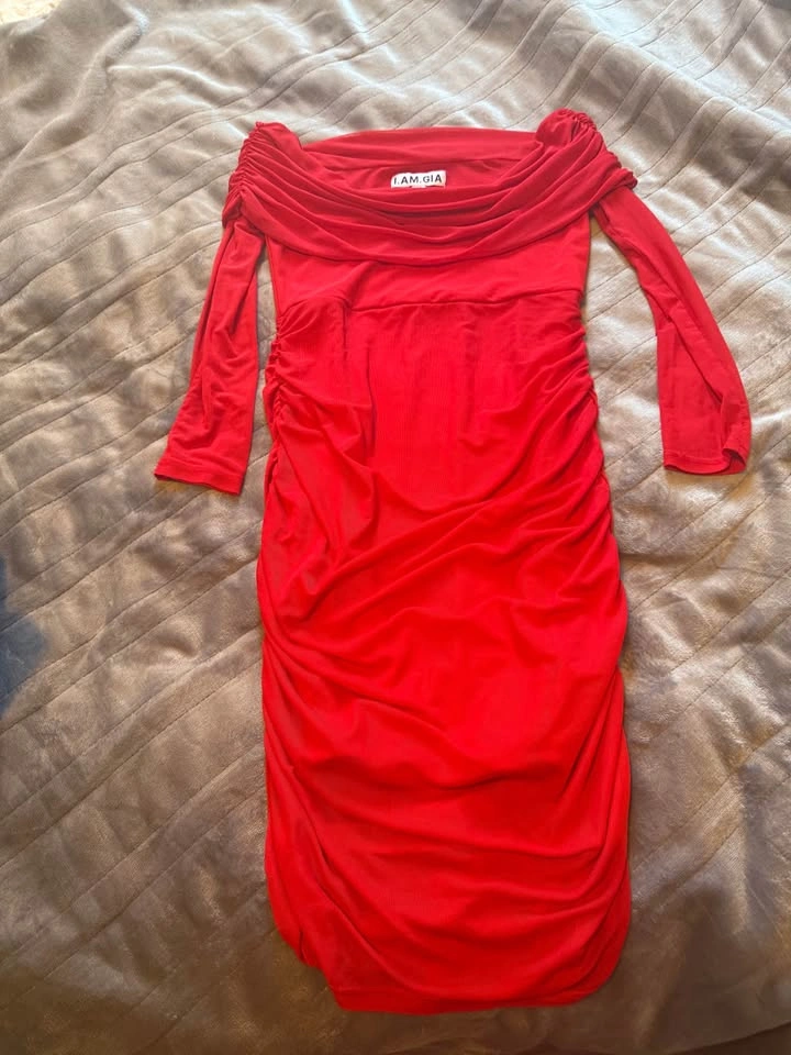 I am Gia Red Off the Shoulder Long Dress - photo 2