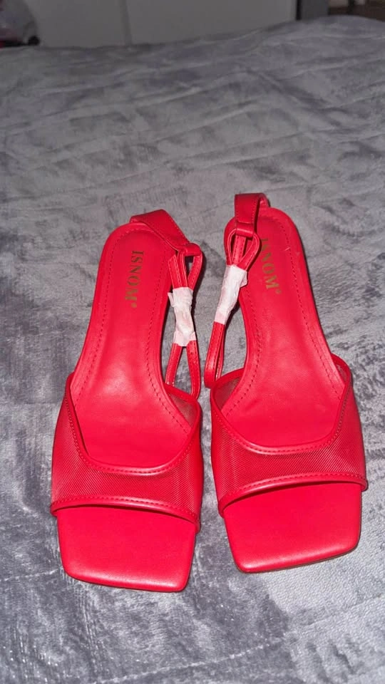 Red kitten heels