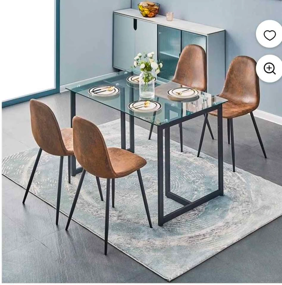 ( NEW 8 SET) Dining Chairs Brown Microsuede - photo 3