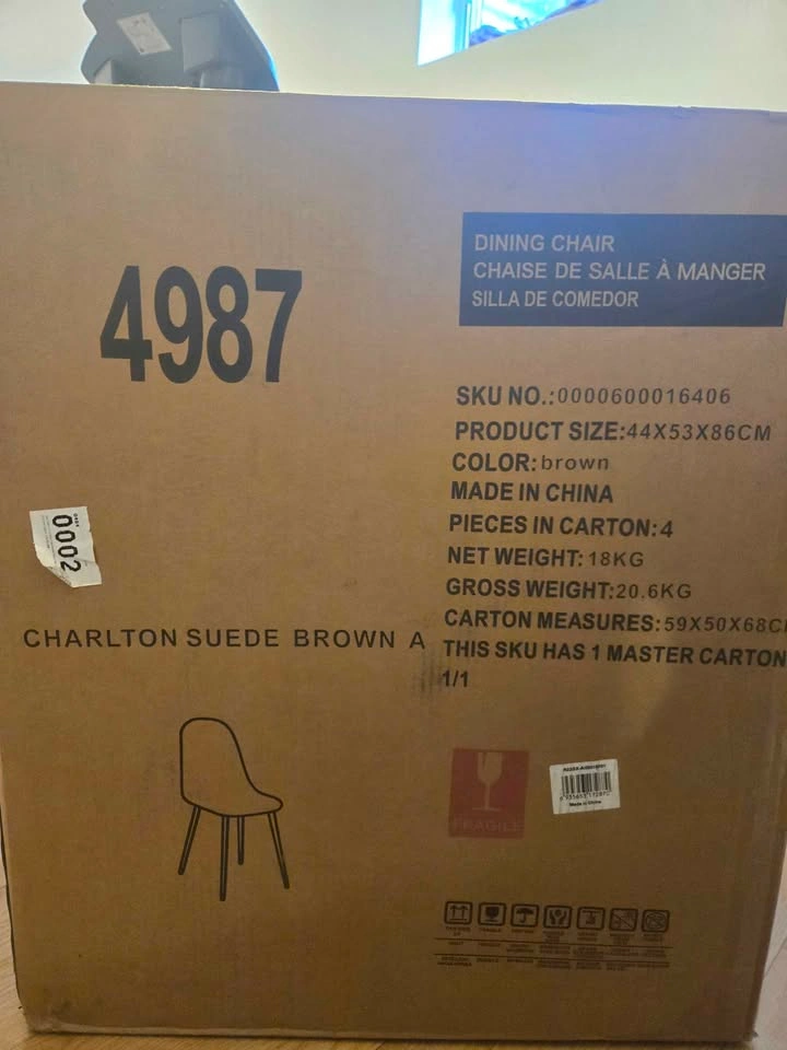 ( NEW 8 SET) Dining Chairs Brown Microsuede - photo 5