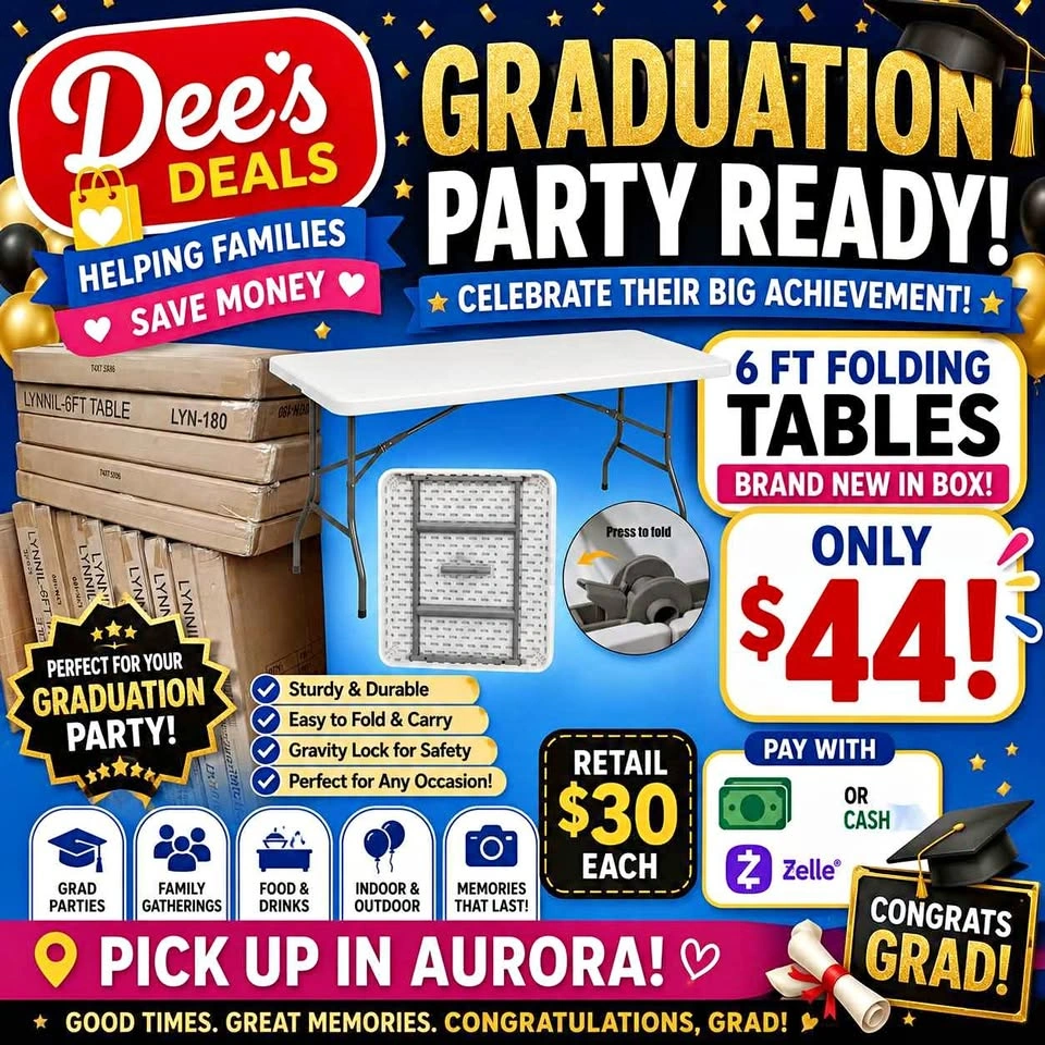 6 foot folding tables BRAND NEW IN BOX ONLY $44