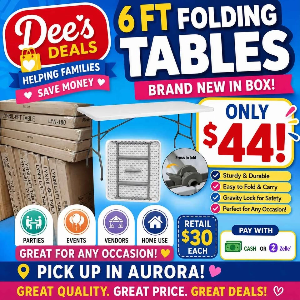 6 foot folding tables BRAND NEW IN BOX ONLY $44 - photo 2