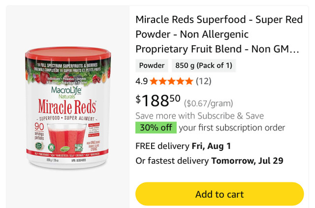 Miracle Reds Superfood - Super Red Powder - 850g - photo 5