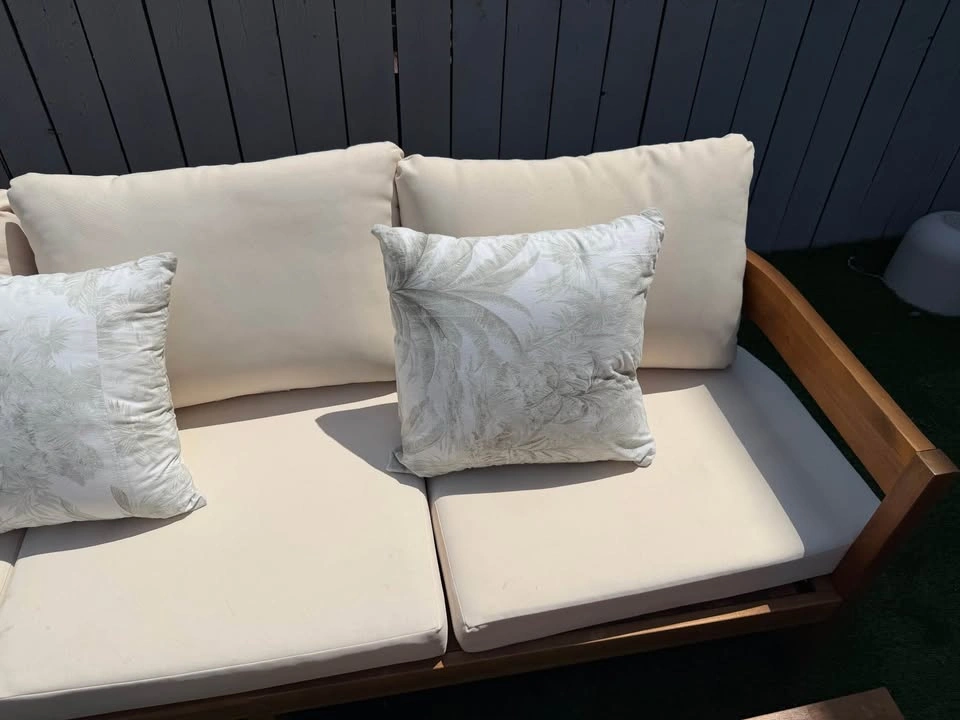 Outdoor Wood Sofa Chaise Coffee Table Set - photo 4