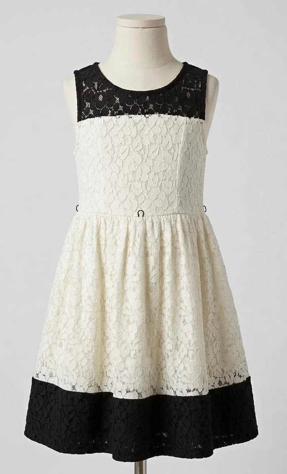 Cream and Black Lace Dress - Kids Size 14