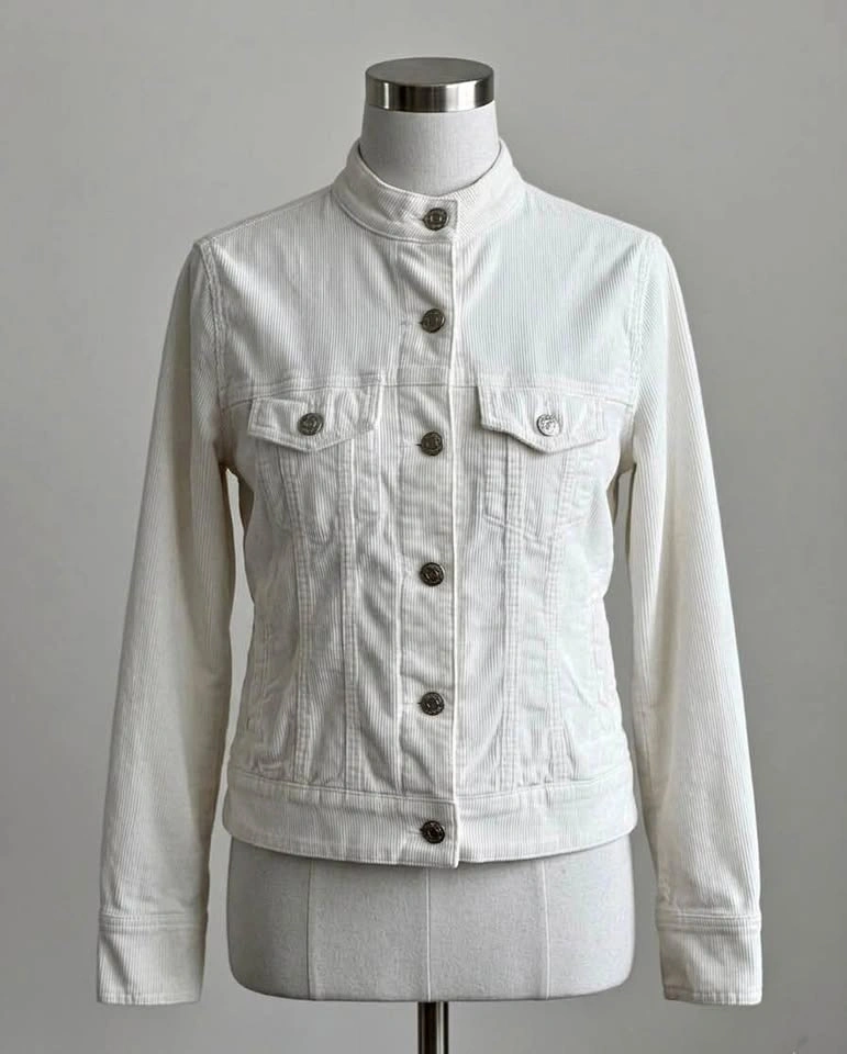 J Crew White Cropped Corduroy Jacket XS