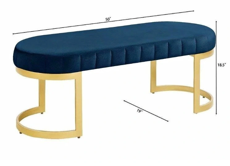 Morden Fort Bench (Navy Velvet Gold)