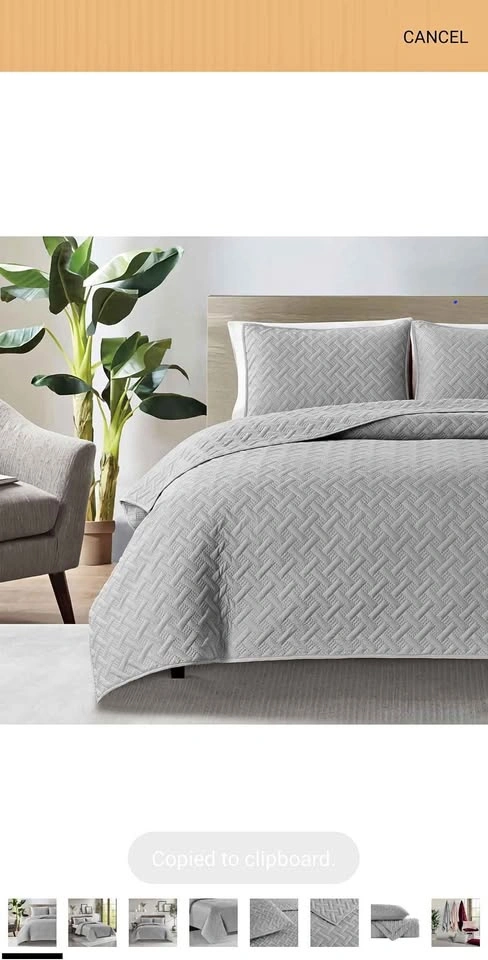King size 3 pcs bedspread set - Brand new light gray