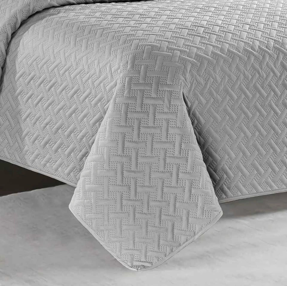 King size 3 pcs bedspread set - Brand new light gray - photo 4