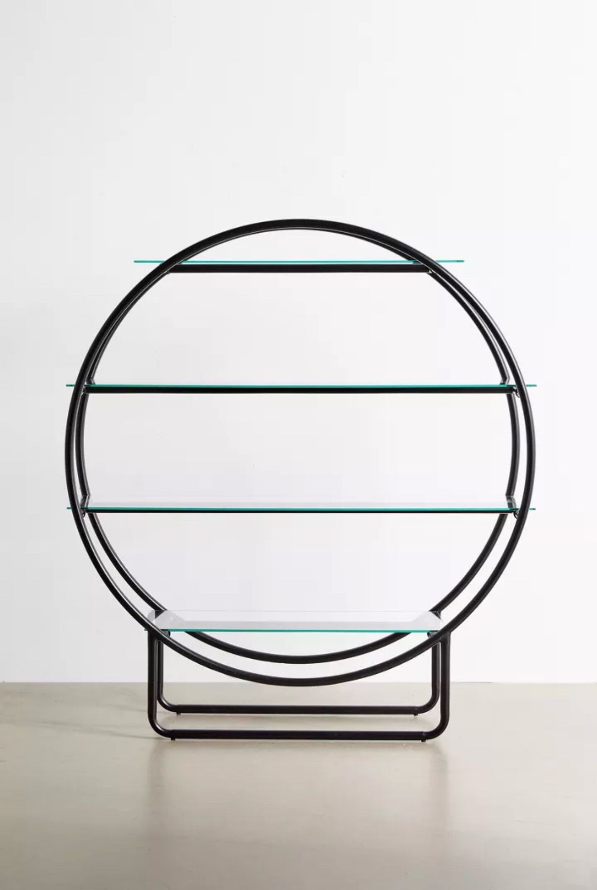 Circle Shaped Metal and Glass Bookshelf