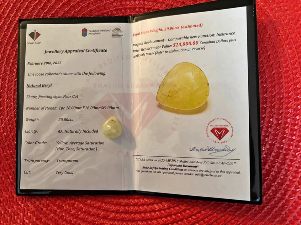 20 Ct. Yellow Beryl Gem