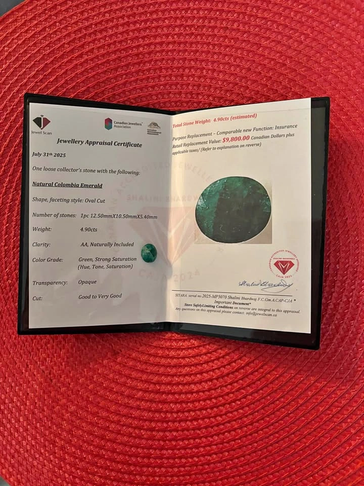 4.9 Ct. Certified Emerald Gemstone