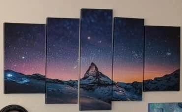 Wall Decor - 5-panel Starry Night Mountain Painting - photo 3