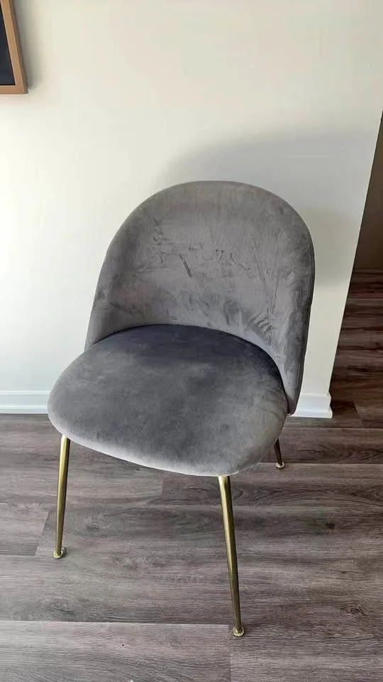 Structube velvet dining chair, grey, brass-finished legs thumbnail