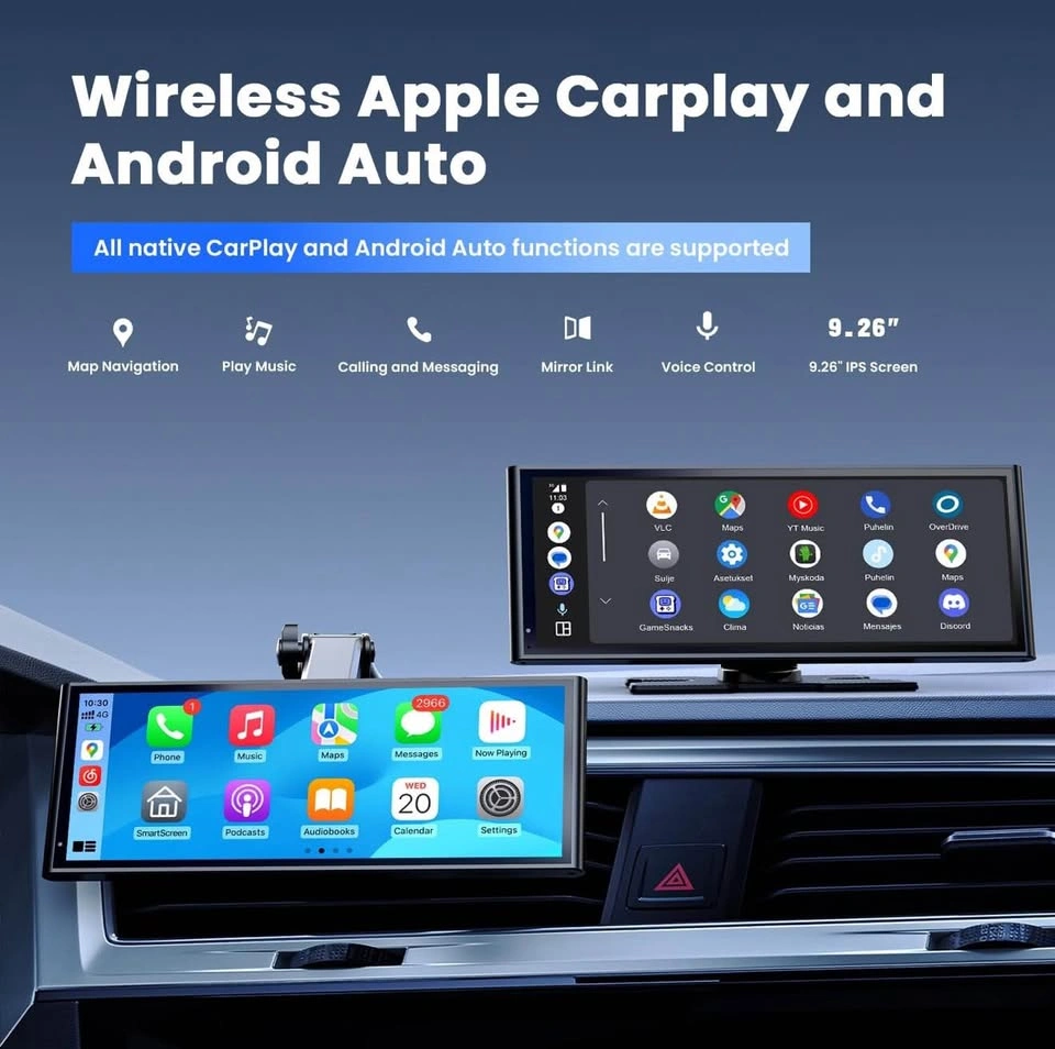 Krunia 9.26" Wireless CarPlay Android Auto Car Display + Backup - photo 5