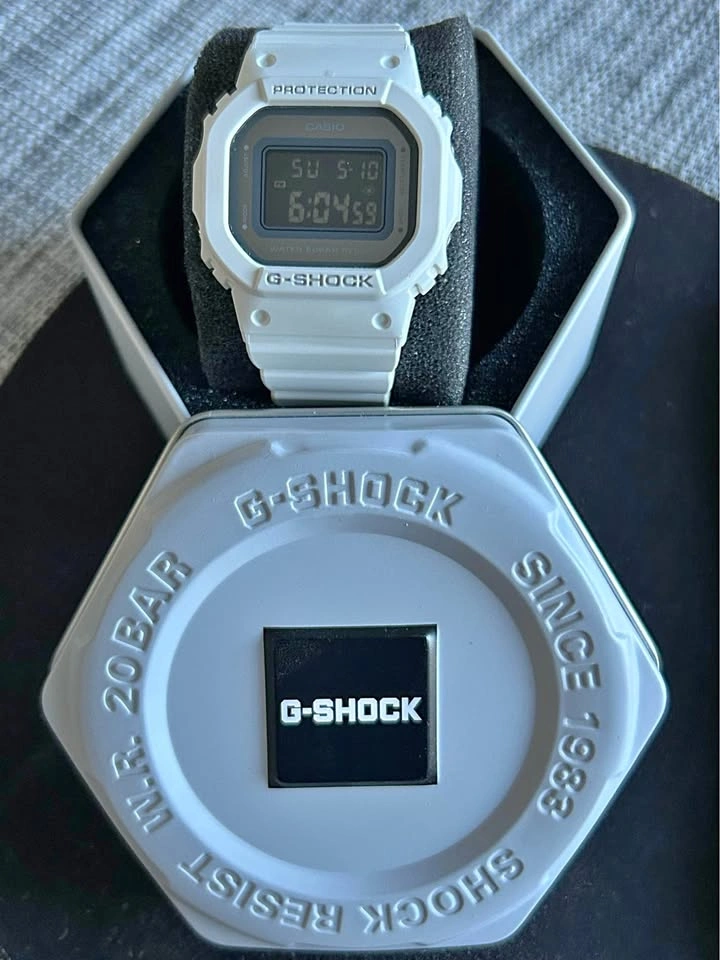 Casio G-Shock White Digital Watch with Tin Case