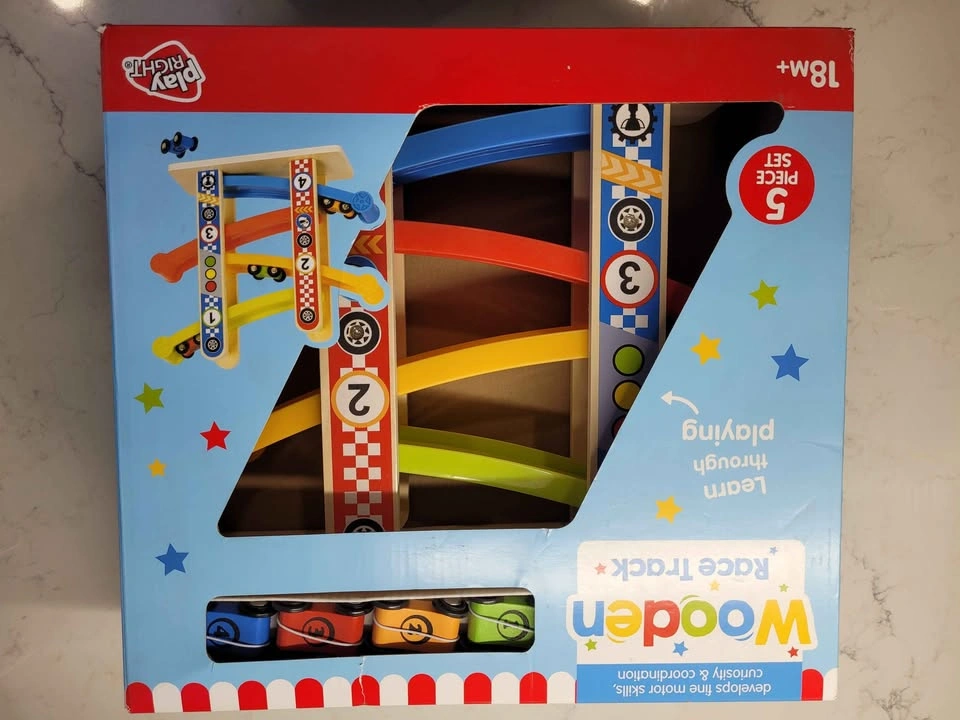 Wooden Car Race Toy for Toddlers with 4 Cars - photo 2