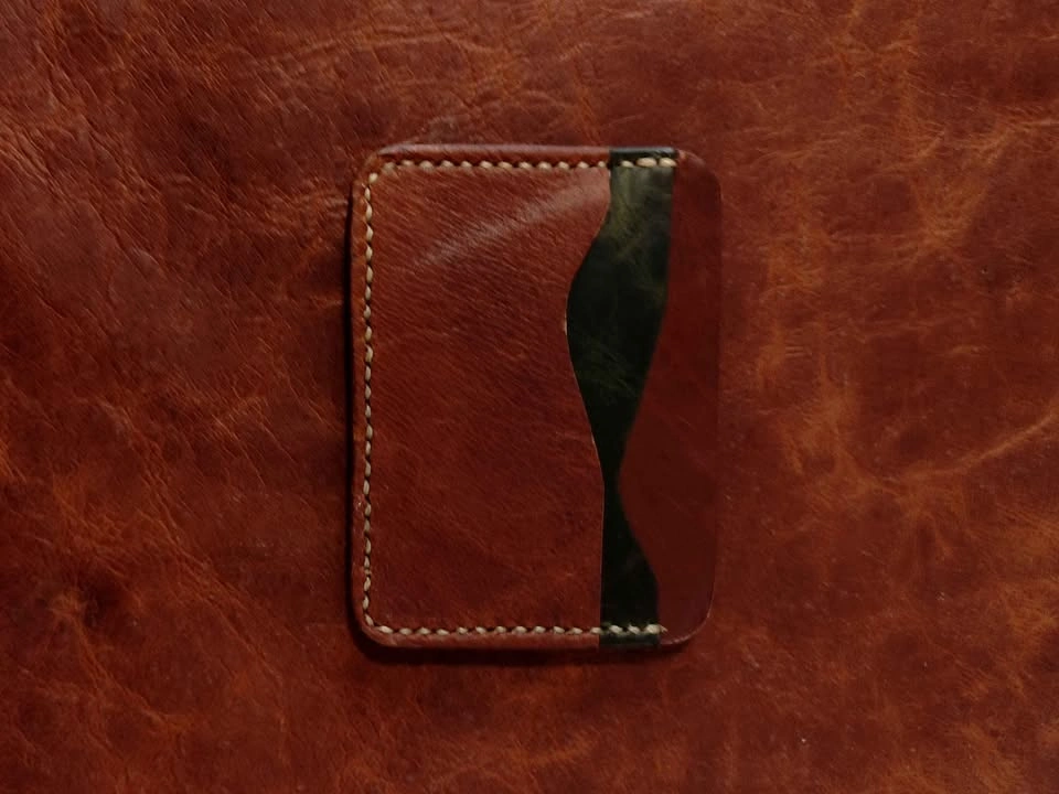 Handmade Leather Card Holder – Premium Cowhide & Goat Skin, with - photo 2