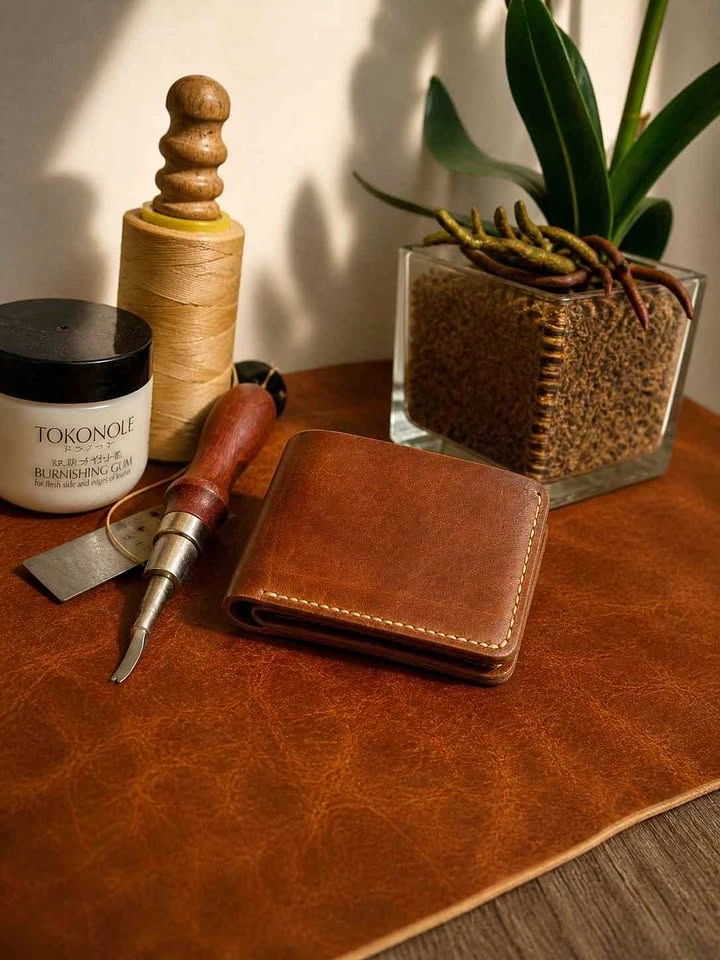 Handmade Leather Wallet, European Cowhide & Goat Skin, Custom In
