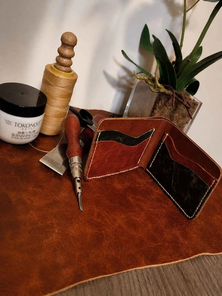 Handmade Leather Wallet, European Cowhide & Goat Skin, Custom In - photo 2