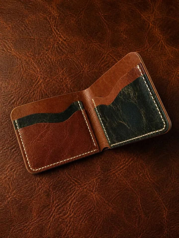 Handmade Leather Wallet, European Cowhide & Goat Skin, Custom In - photo 4
