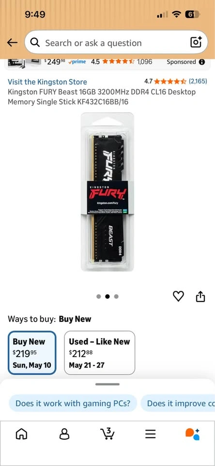 Kingston Fury 16GB DDR4 3200MHz RAM - photo 3