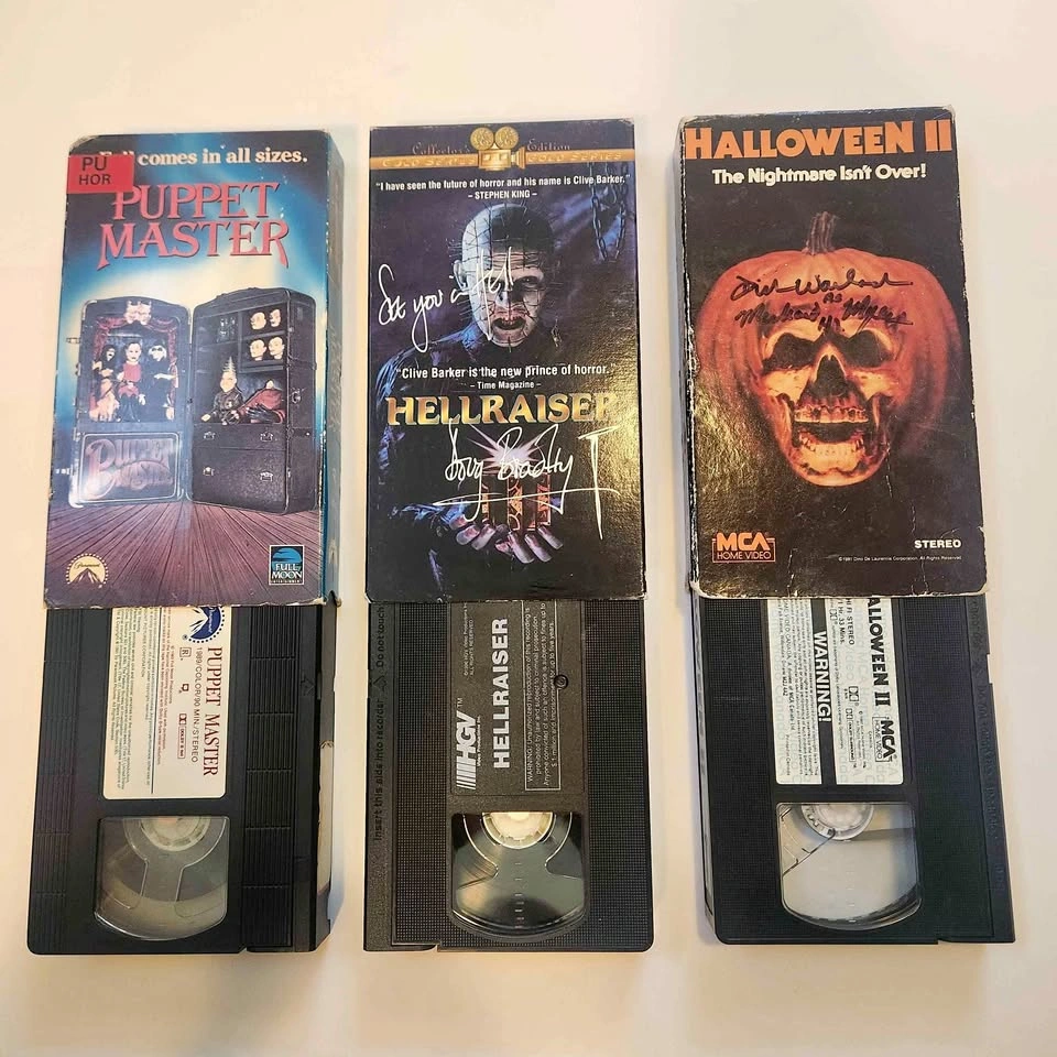 Vintage Horror VHS Lot - Hellraiser (Signed), Halloween II (Sign
