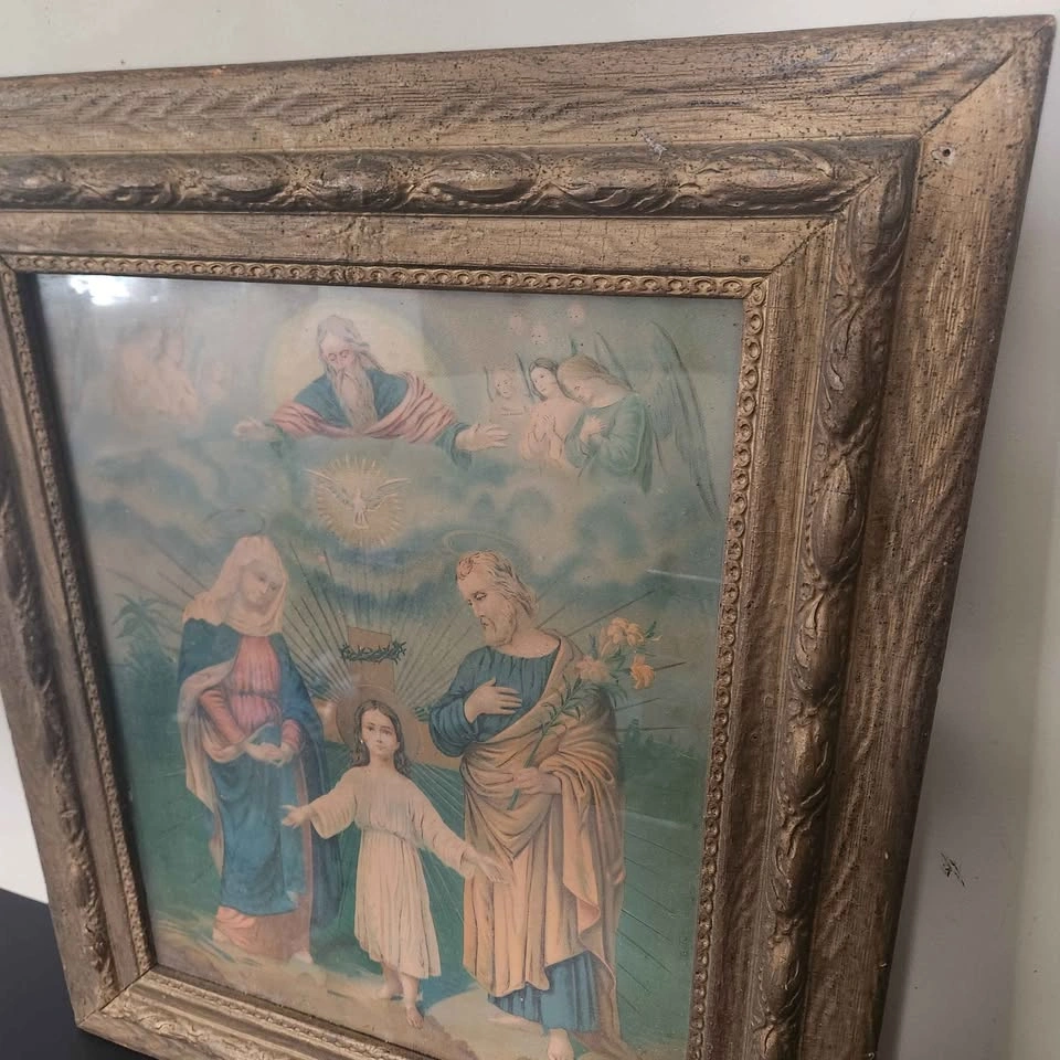 Antique Framed Religious Print – Ornate Gold Frame – 28” x 23” - photo 3